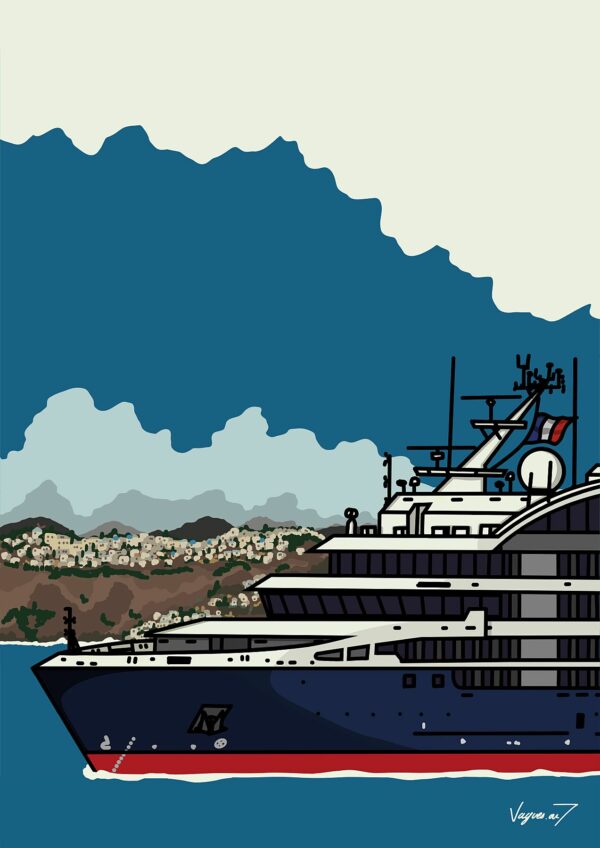 Illustration - dessin - Paquebot Dumont d'Urville Ponant